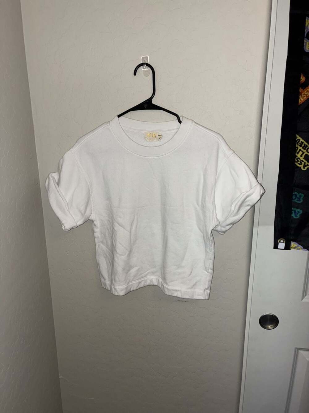 Nation LTD White Short Sleeve Cropped Sweatshirt